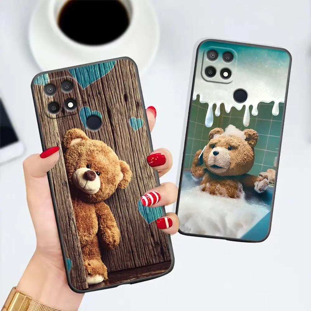 Naughty Cute T-Teddy Bear Phone Case For OPPO A98 A95 A96 A97 A94 A93 A92S A91 A78 A74 A58 A57 A55 A53 A15 A16 A17 Case Funda