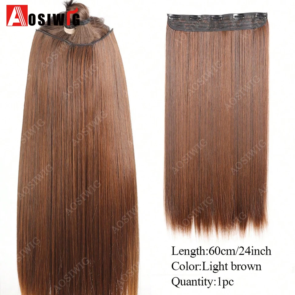 Synthetic Long Straight Clip In Hair Extensions
