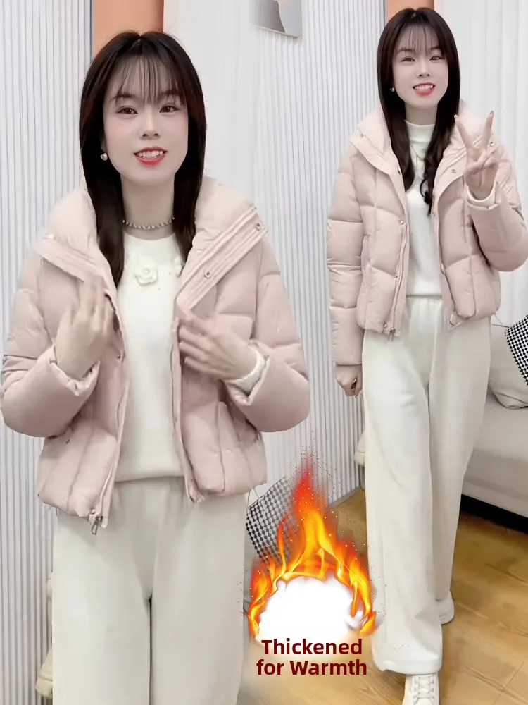 

Корейское женское пуховое куртка с застежкой-молнией и застежкой-молнией, теплое хлопковое пальто Street Sle, антивозрастная зимняя верхняя одежда