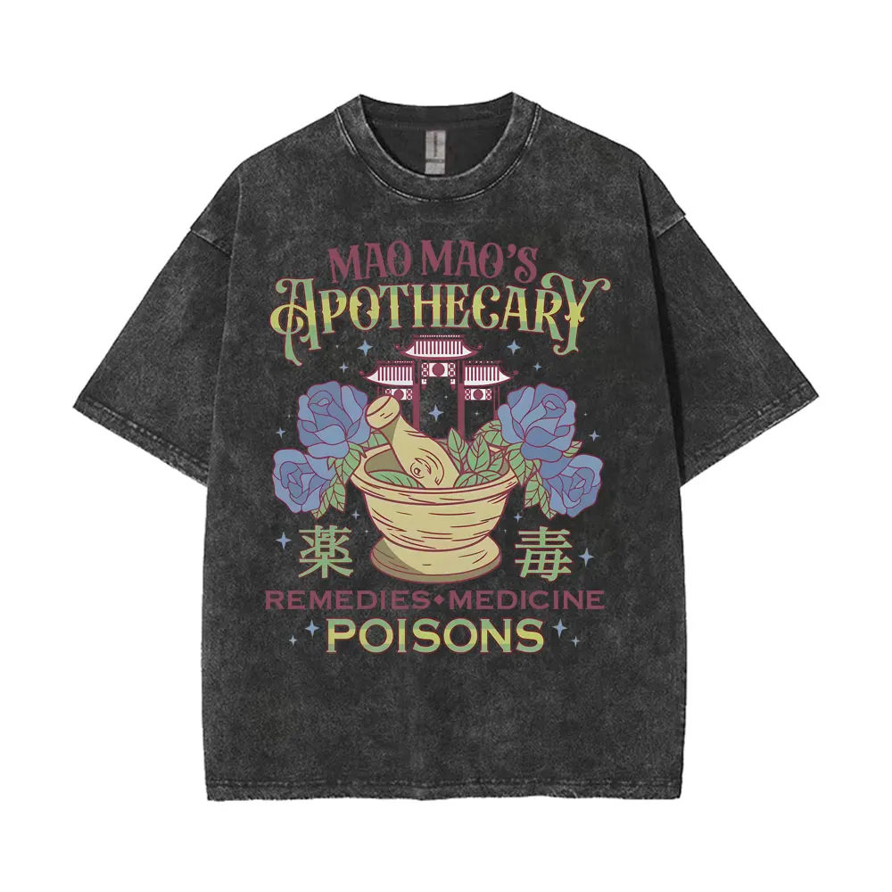 Mao Mao's Apothecary Diaries Anime Camisetas Lavadas Remedies Medicina Dos Desenhos Animados Camiseta Homens Mulheres Roupas Moda Estética Camiseta