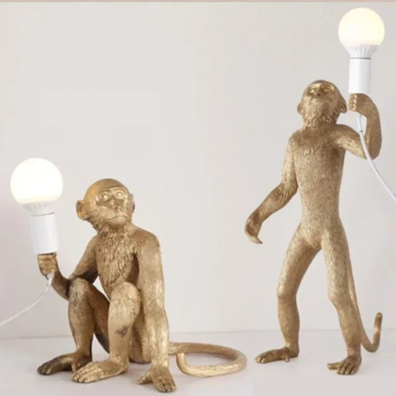 Nordic Creative Retro Monkey Chandelier Restaurant Coffee Shop Bedroom  Wall Light Designer Senior Moving Object Led Table Lamp