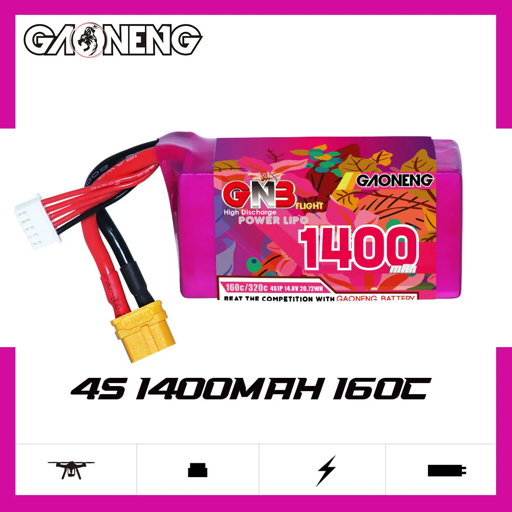 GAONENG GNB 4S 14.8V 1400mAh With XT60 160C/320C LiPo Battery For Racing Drone Quadcopter Helicopter FPV Model Parts 4S Battery