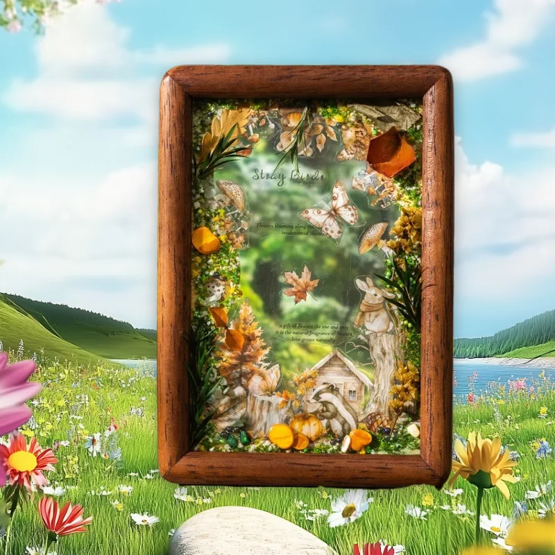1 Packung/2 Packung 20 Blatt/Packung 4 Designs Waldfee Doppelmaterial gestanztes Stickerbuch „Reise durch den Wald zusammen“ Serie