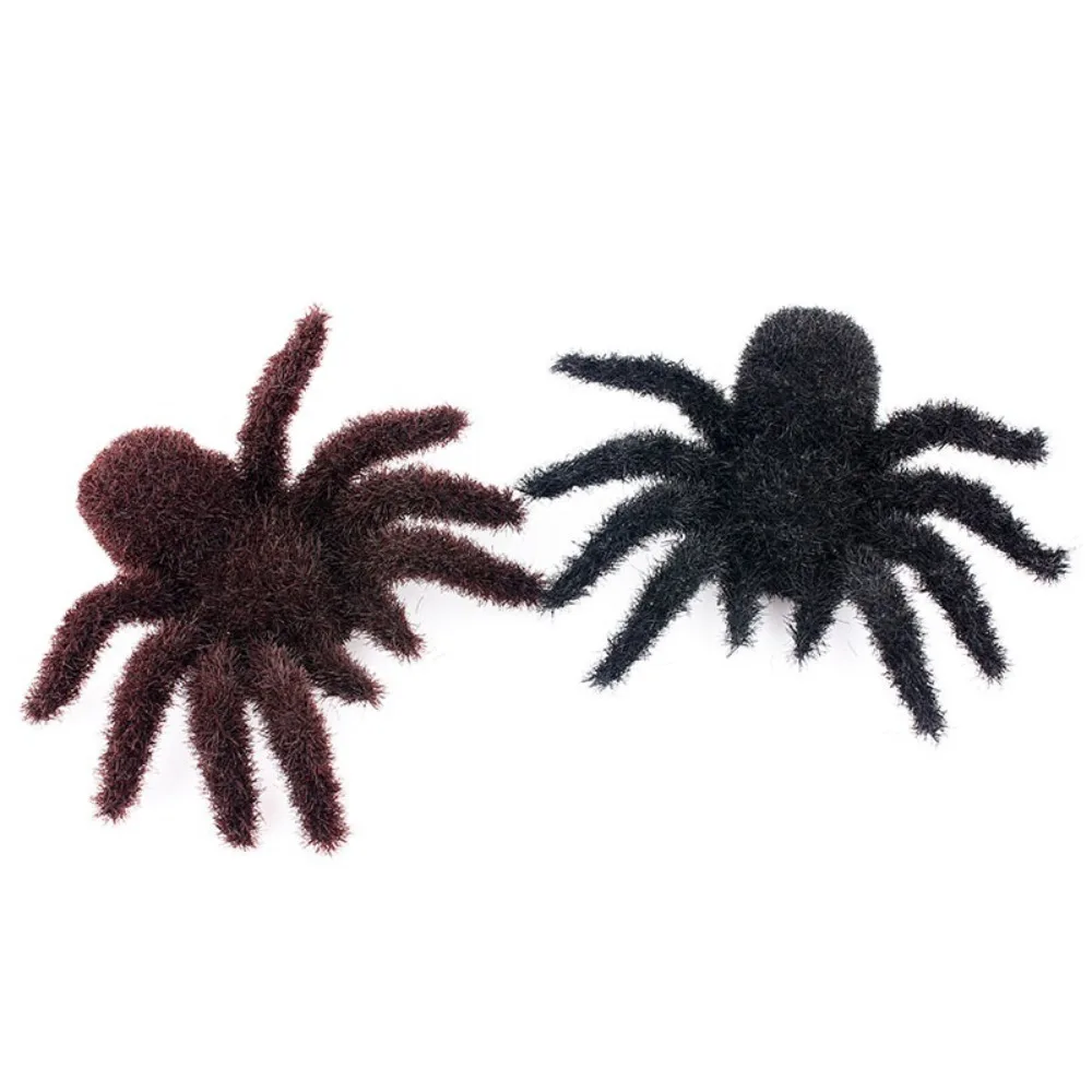 Funny Horrifying Artificial Spider Large Flocking Halloween Decoration Realistic Party Props Ornaments Party Supply