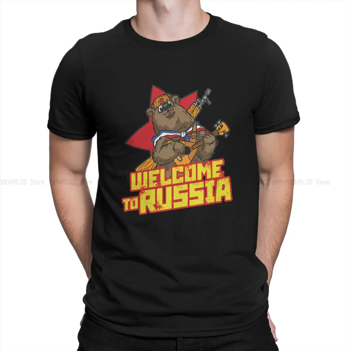 Welcome To Russia TShirt For Men Russian USSR CCCP Clothing Fashion Polyester T Shirt Comfortable