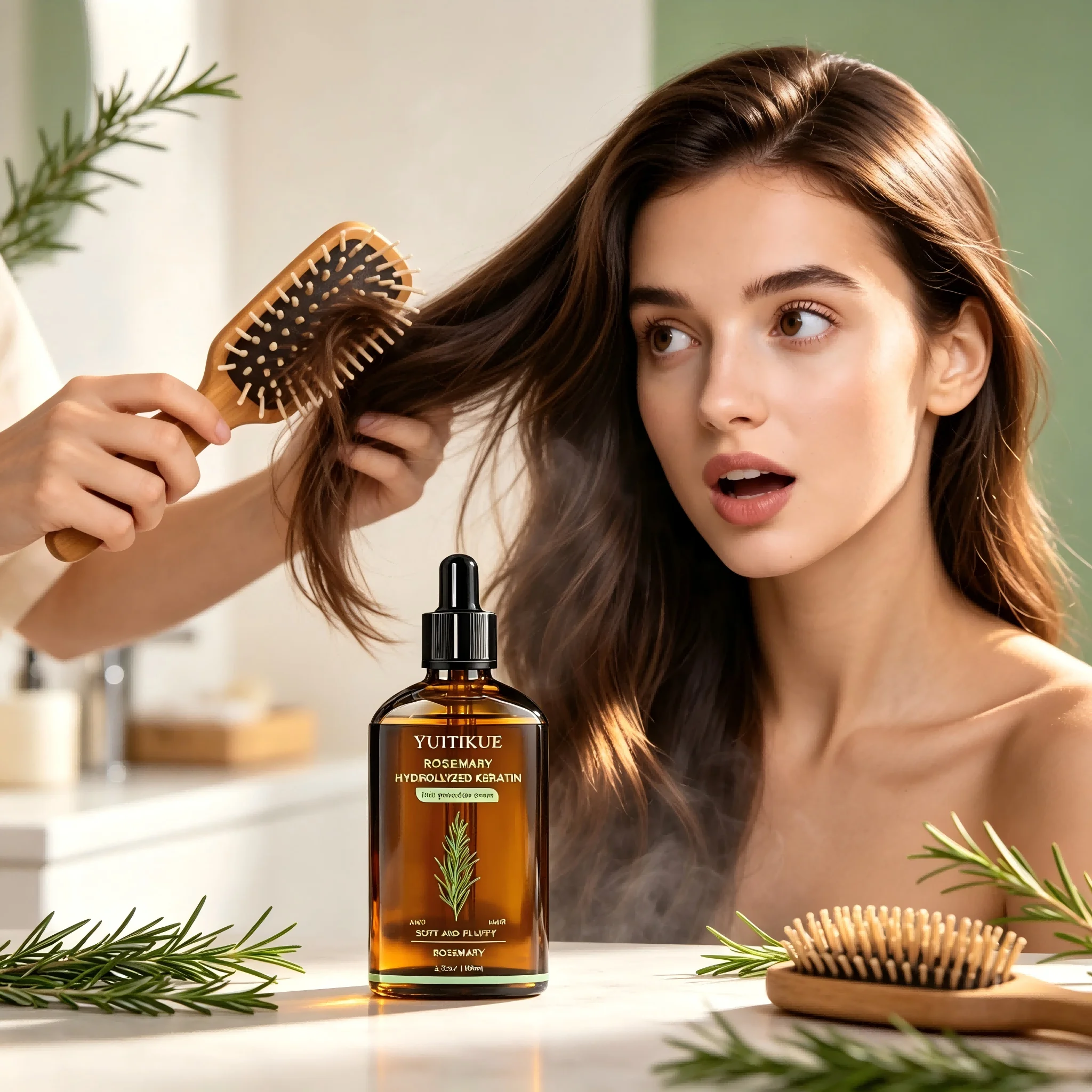 YUITIKUE Hair Protection Serum with Rosemary & Keratin - Nourish Dry Hair, Enhance Smoothness & Radiance