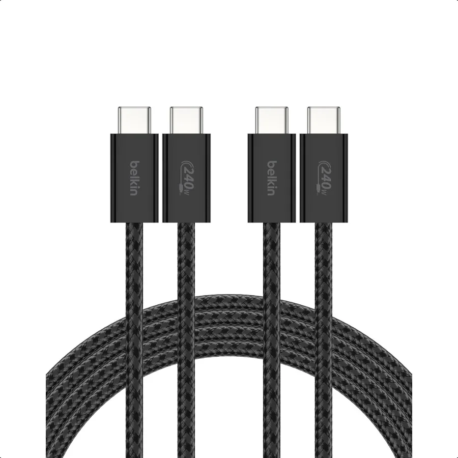 

USB C to USB C Cable ​2Pack 6.6ft 240W Type C Charger iPhone Charger Cord Soft Braided Flexible for iPhone 17 Galaxy S25 Pixel