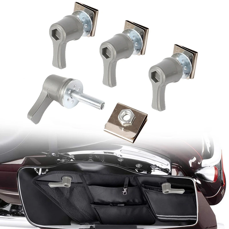 Motocicleta Saddlebag Lever, Fechadura Kit Parafusos e Porcas, Universal Montagem Set, Touring Dyna CVO, Road Glide, Breakout Deluxe