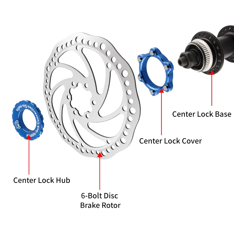 MUQZI Centerlock To 6-Hole Adapter Bicycle Disc Brake Center Lock Conversion 6 Bolt Rotors Bike Hub Adapter