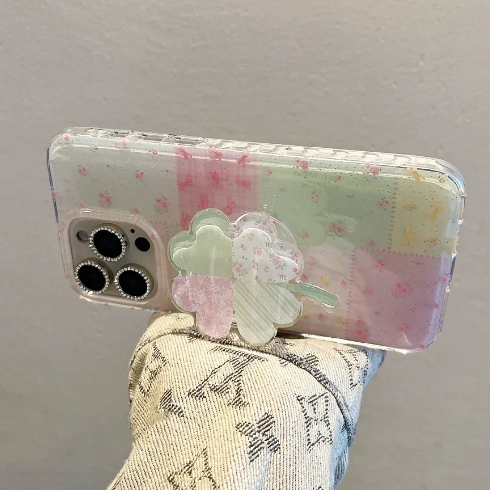 Soporte Para Teléfono Tok Griptok Con Agarre De Trébol De Dibujos Animados Coreanos Soporte Universale Para IPhone 16 Samsung