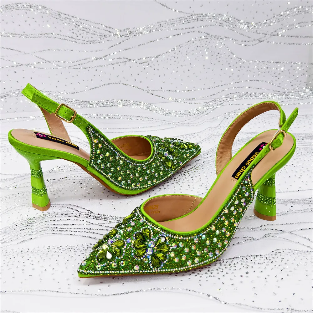 Luxe groene strass feestschoen - Luxury Bags Green recensie en prijs