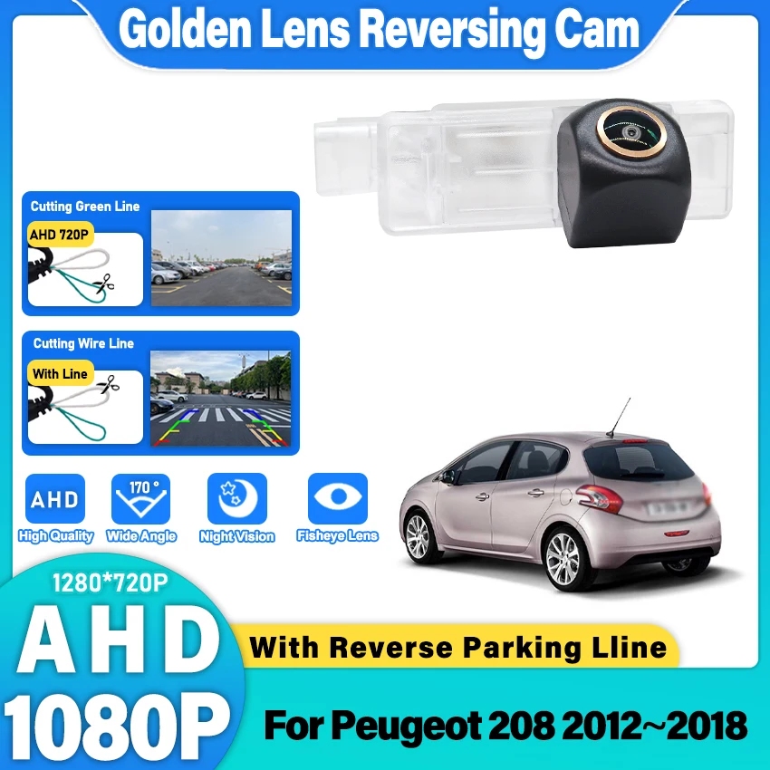 

Камера заднего вида HD 1280*720 Golden Fisheye для Peugeot 208 2012-2018, аксессуары для парковки задним ходом