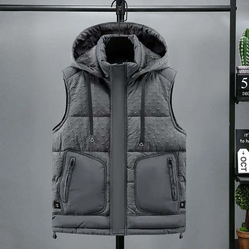 Men's Thick Padded Vest Winter Warm Sleeveless Jacket Casual Fashion Cotton Outerwear Waistcoat for Autumn