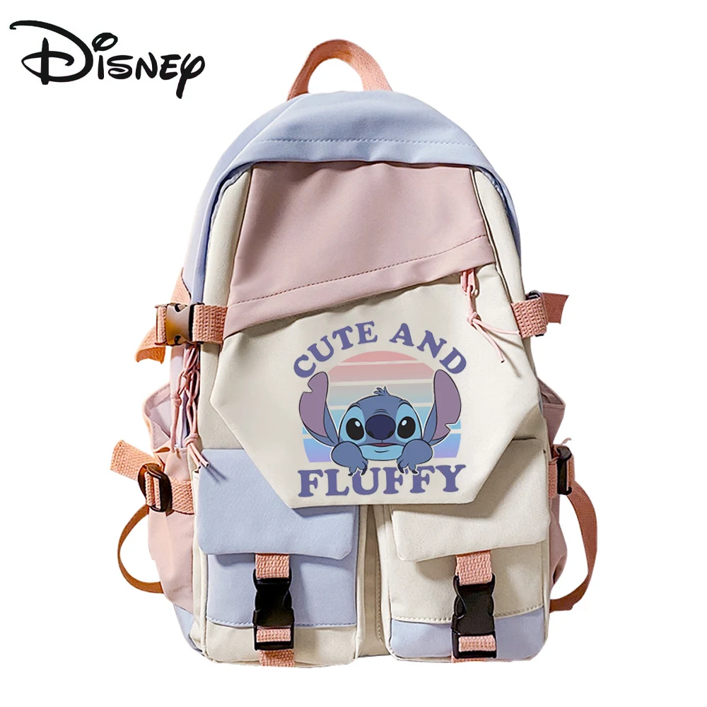 Disney Backpack Boys Girls Ohana Lilo Stitch Cartoon Schoolbag Teenager Schoolbag Waterproof Laptop Bag Gift for Kids Mochila