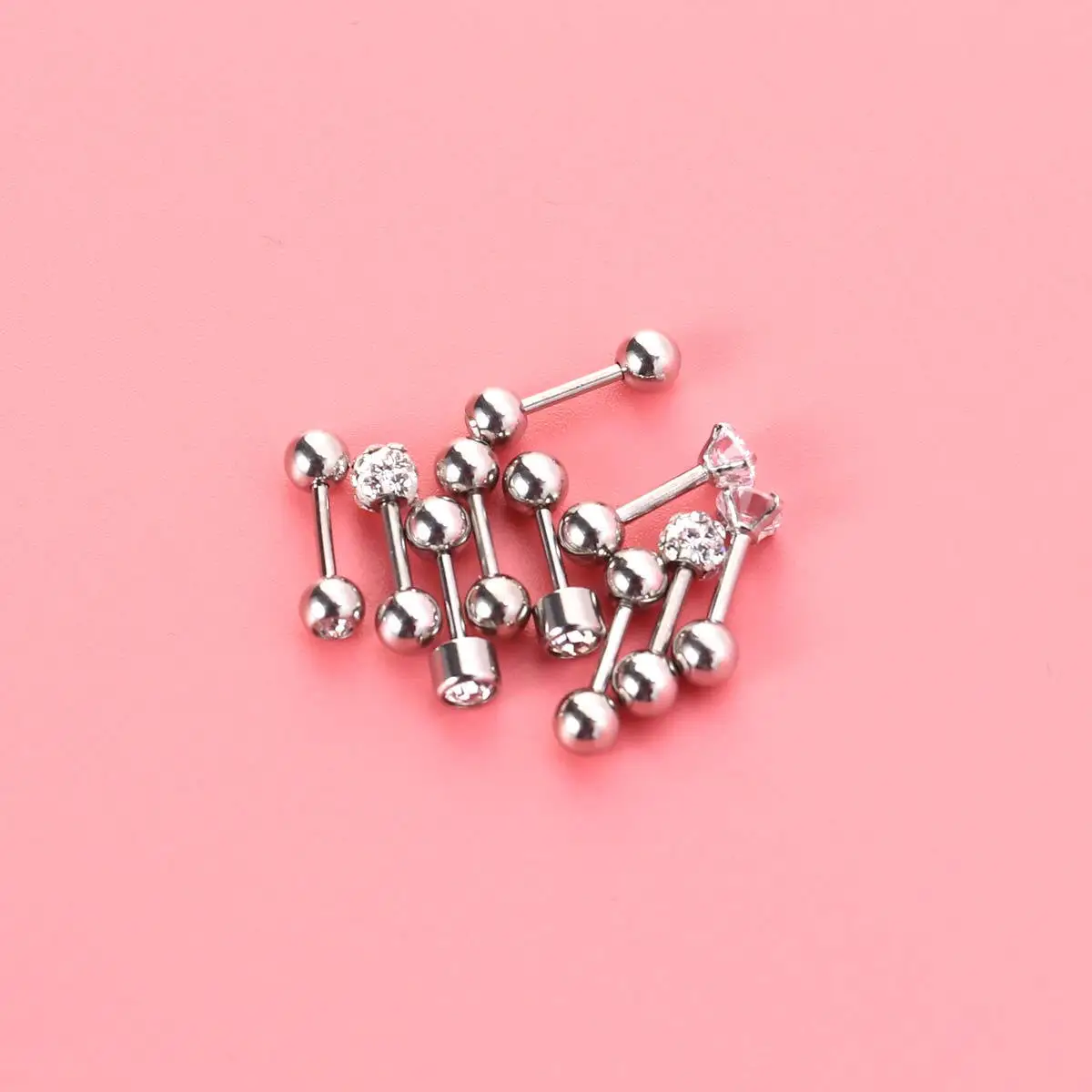 5 أزواج من الفولاذ المقاوم للصدأ الحديد الأذن ترصيع مجموعة 5 أنماط كرة مستديرة مربع الغضروف اللولب الزنمة ثقب الأقراط