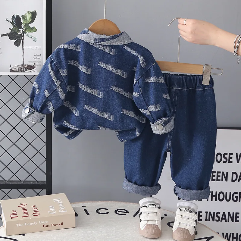 Baby Boys Spring Suit 2026 New Toddler Boy Clothes 0-5 Years Casual Denim Coat + T-shirt + Jeans Outfit Set Children's Clothing