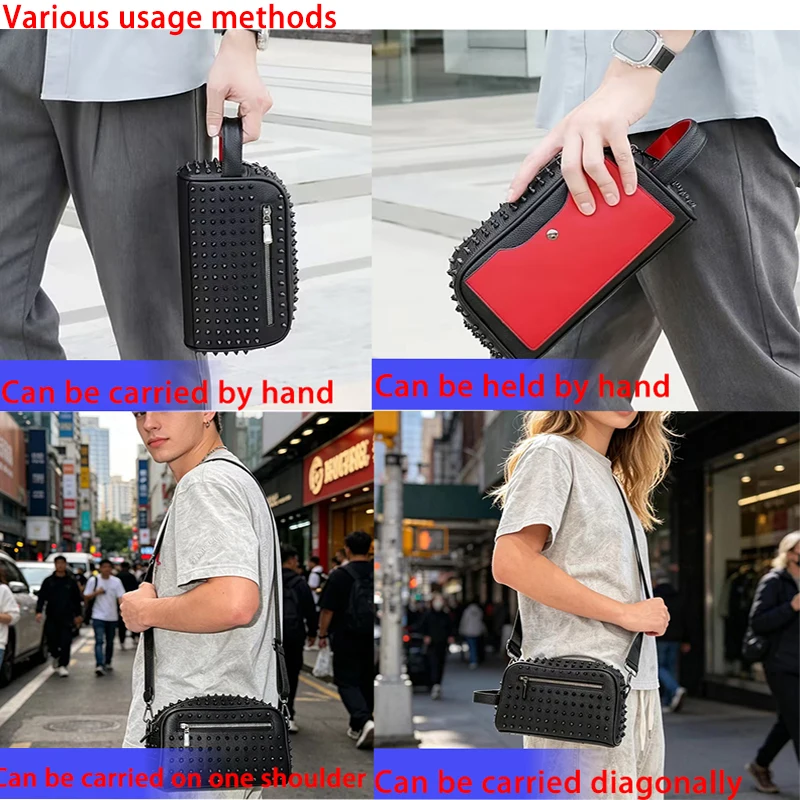 Men's Lightweight Pu Crossbody Bag, New Spring/Summer Style, Casual Versatile Multi-Pocket Handbag, Zipper Closure, Suitable for Daily Use, Shopping, and Carrying a Phone, Shopping Bag Style, College Style