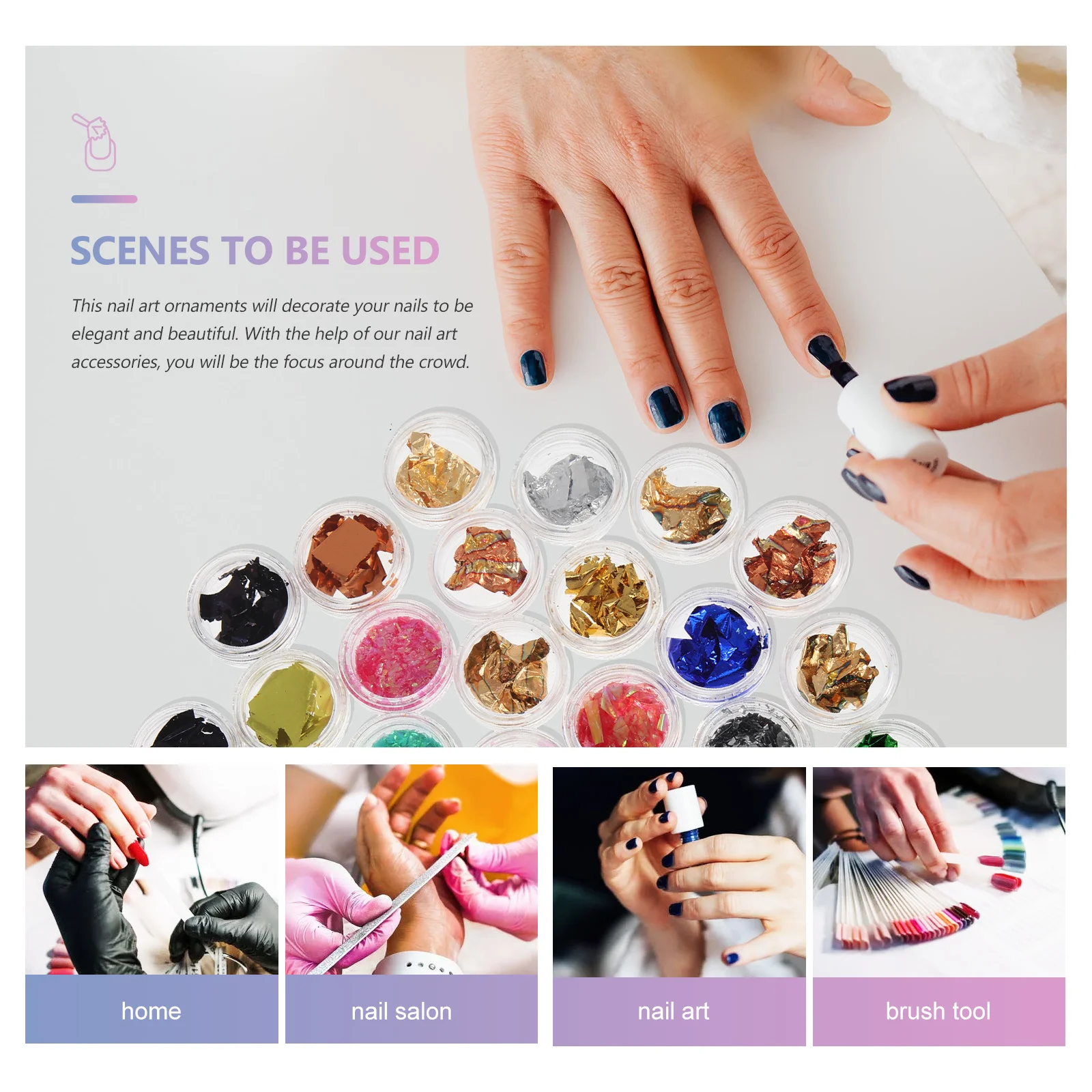ชุดตกแต่งเล็บกระดาษฟอยล์สีสันสดใส 1 ชุด ง่ายต่อการตกแต่งเล็บด้วยตัวเอง สำหรับเล็บธรรมชาติและเล็บปลอม ของขวัญสำหรับผู้หญิง อุปกรณ์เสริมความงามเล็บ