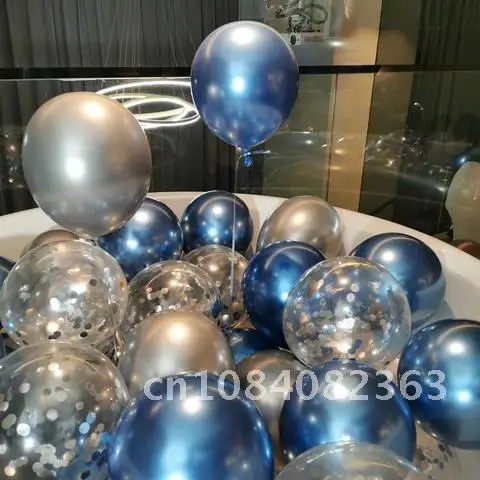 

Lot of 30 12inch Metallic Latex Balloons with Confetti Sequins for Wedding Birthday Party Decor Shower Air Balls Globos