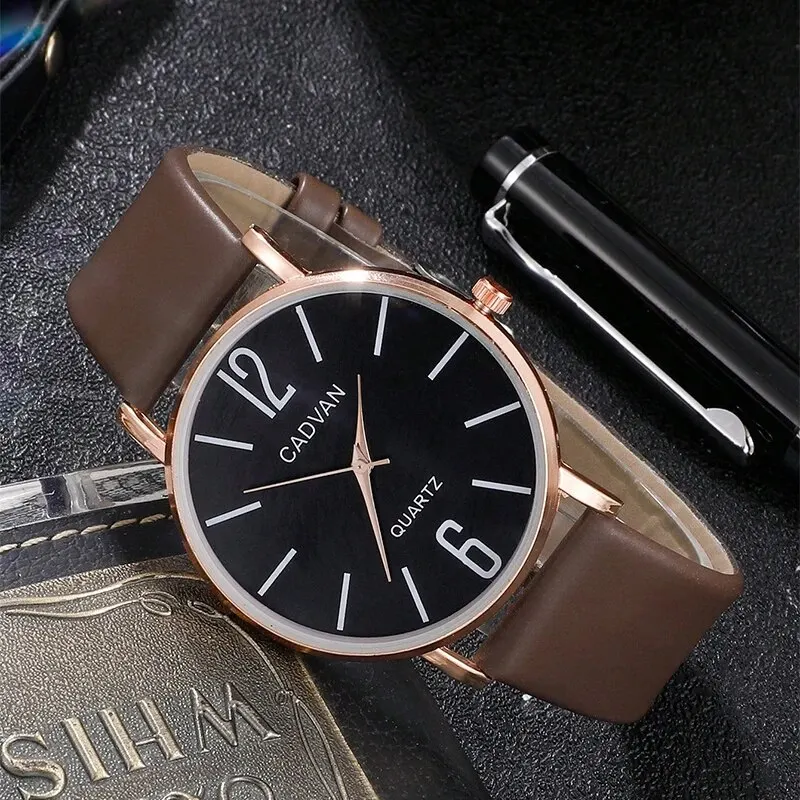 Mens Fashion Watches Minimalist Business Casual Quartz WristWatch Leather Strap Watches Luxury Big Dial Analog Watches Man Clock