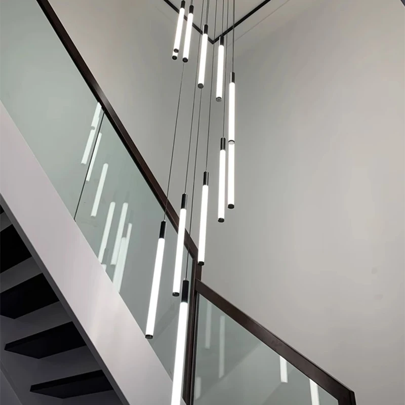 Plafonnier LED suspendu au design moderne, éclairage d'intérieur, luminaire décoratif de plafond, idéal pour un salon ou des escaliers