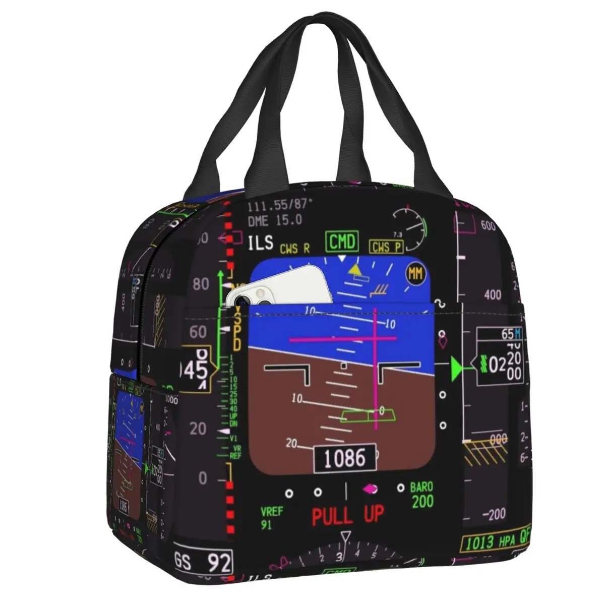 Custom Boeing 737NG PFD Insulated Lunch Bags Women Aviation Airplane Aviator Portable Thermal Cooler Bento Box Camping Travel