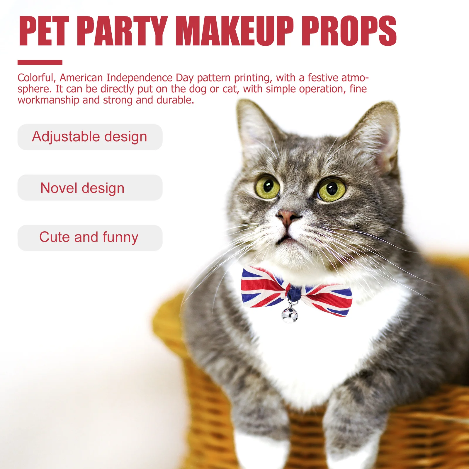 

2Pcs Adjustable Pet Collars Lightweight Practical Pet Bow Tie Collar for Daily Wear Holiday Gathering Cat Collar with Bell