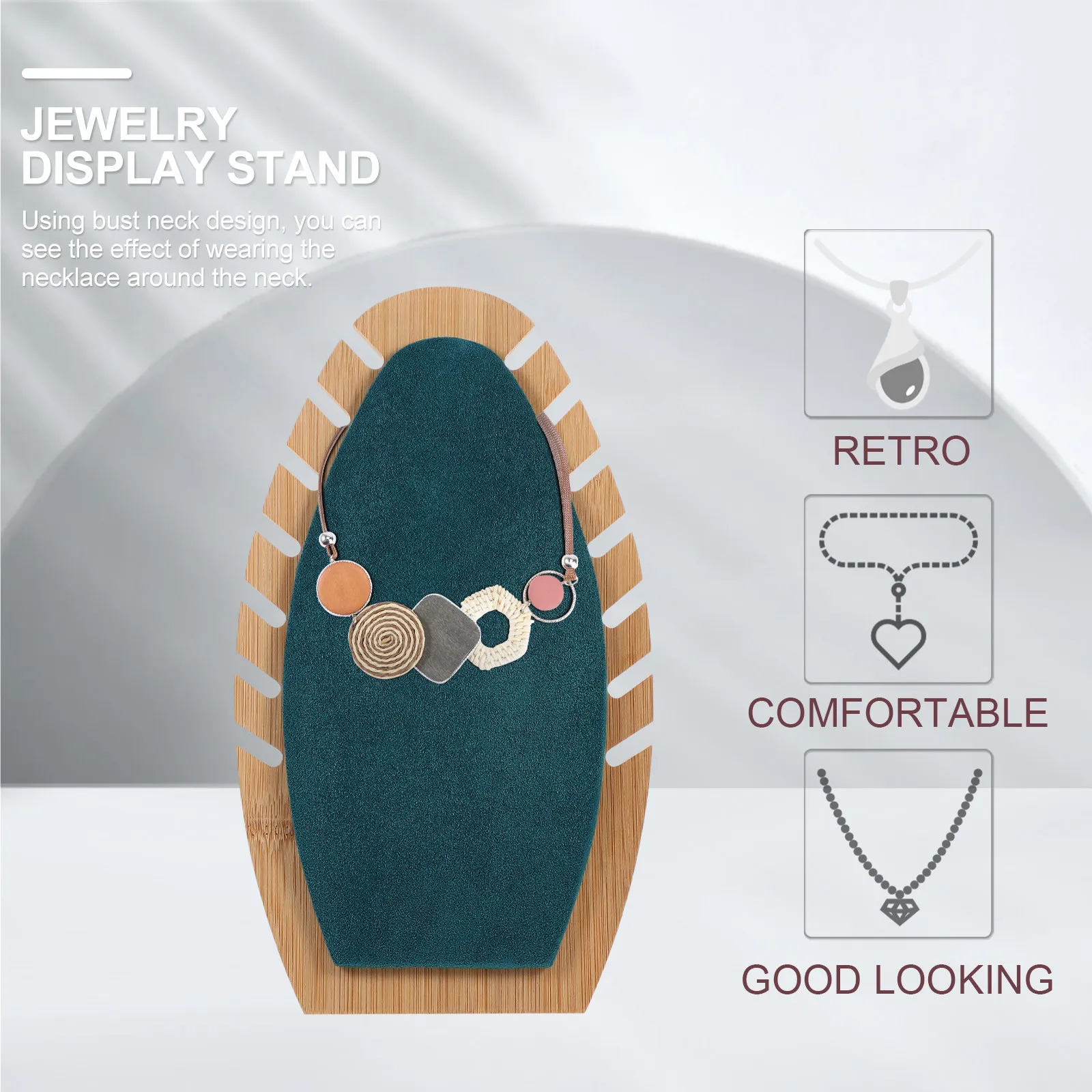 

Premium Wooden Jewelry Display Stand Handcrafted Solid Wood Necklace Rack for Organizing Necklaces Earrings Bracelets Desktop