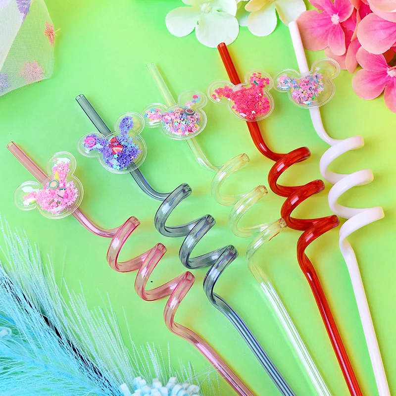 8pcs cartoon mouse-themed party straws, perfect for holiday parties, birthday parties, wedding parties, and decorations