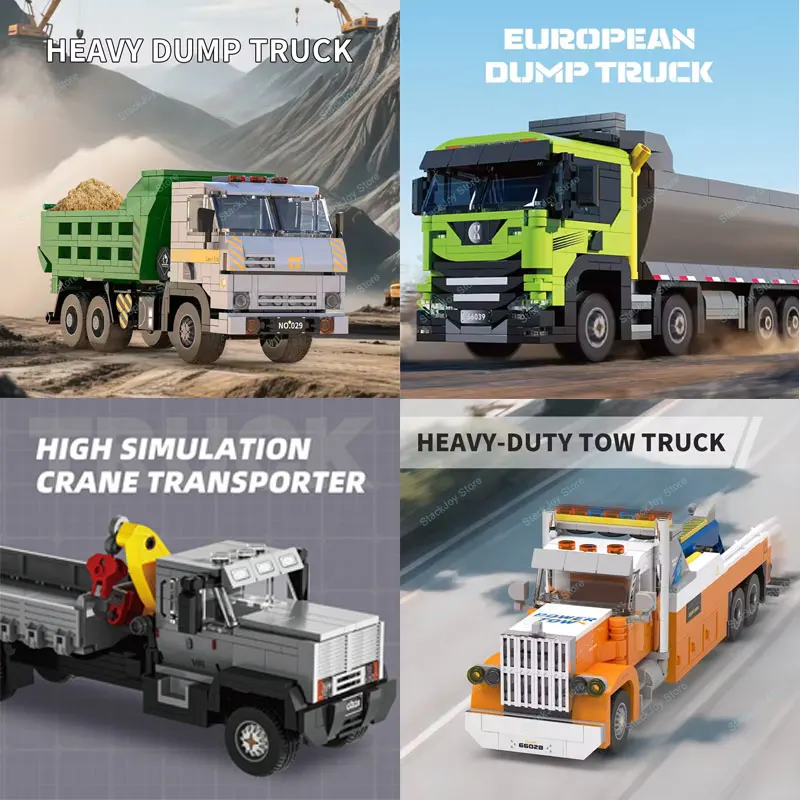 ชุดสร้างรถบรรทุก MOC ซีรีส์วิศวกรรม 3-in-1 รถพ่วง/รถดัมพ์/รถเครนพร้อมชุดประกอบสำหรับผู้ที่ชื่นชอบ DIY ของขวัญ