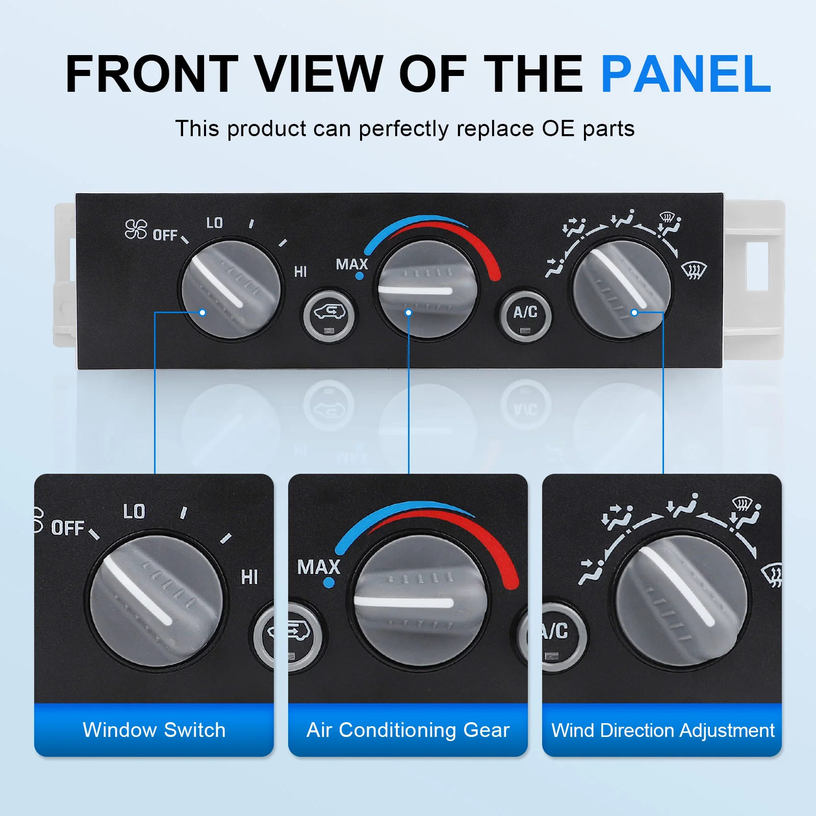 AC Heater Control Panel For Chevrolet  C1500 1996-1999  C3500 1996-2000 599-007 9378815 Without Rear Defrost Option