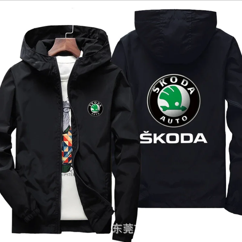 2023 Motorjas Winddicht Voor Skoda Logo Jack Mobike Riding Capuchon Pak Windjack Sweatshirts Race Rits Jas