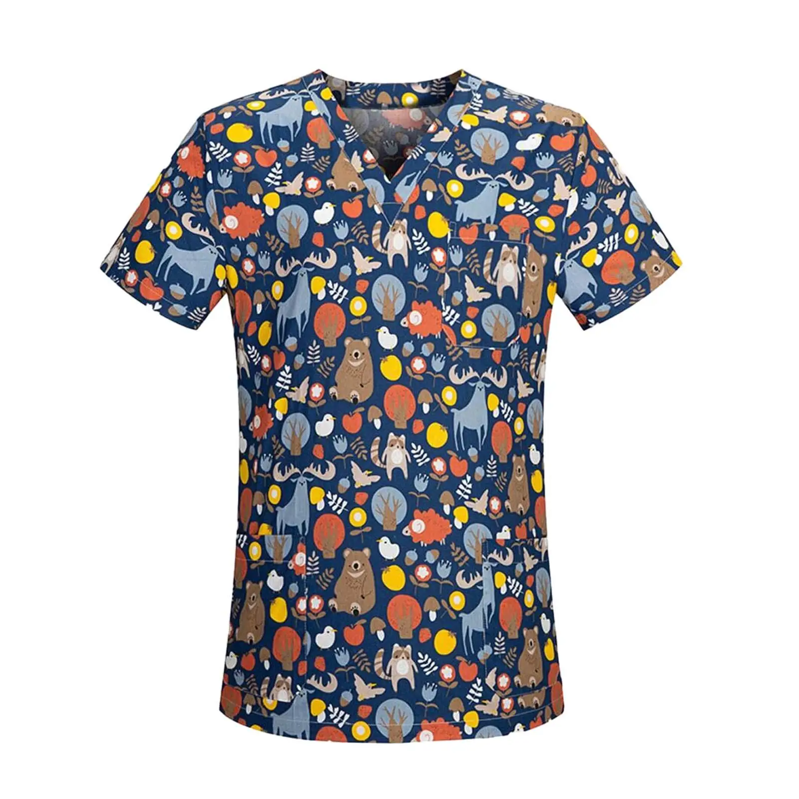 

Nursing Scrubs Tops Medical Scrub Top V Neck Comfortable Nurse Top for Female Male Women Men Adults Cosmetology Pet Groomer