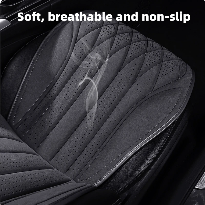 Stylish Car Seat Cover Soft Suede Front Seat Anti-slip Protective Cushions Universal Driver\'s Seat Neck Support Decorative Mat