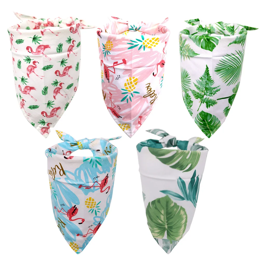 

5 Pcs Pet Triangle Towel Fashion Bib Cartoon Dog Clothing Scarf Bandana Collar Cotton Neckerchief