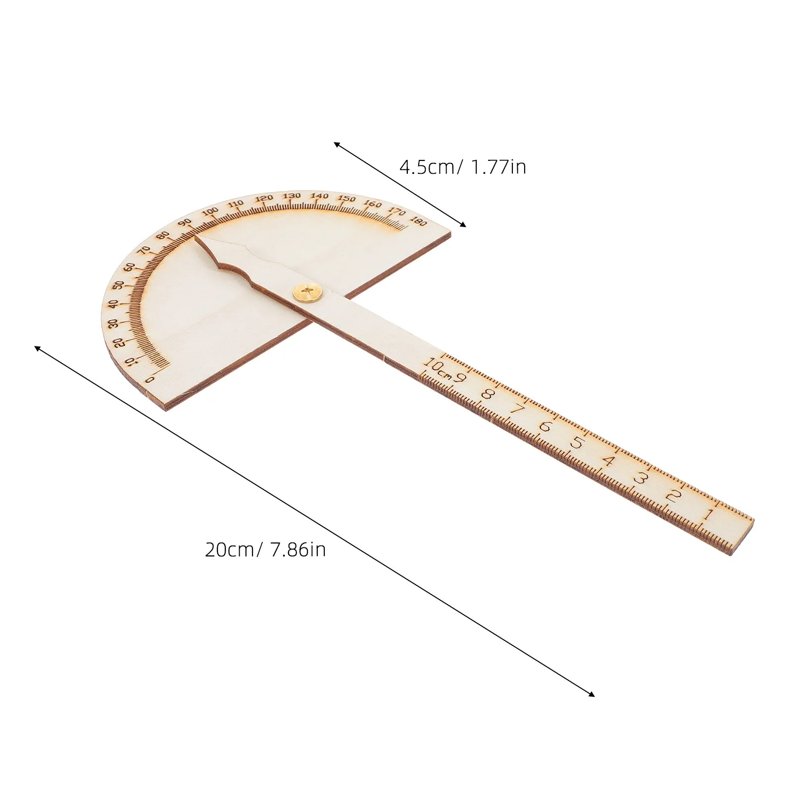 4Pcs Ergonomic Wooden Protractor Ruler Set Lightweight Portable for School Projects Family Craft Supplies Angle