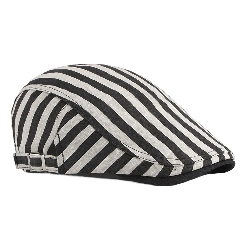 New Men's Beret Wholesale Korean Fashion Spring And Summer Thin Peaked Cap Female Breathable Stripes Advance Hats Fashion