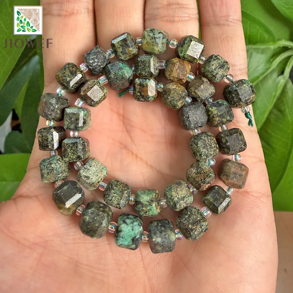 Natural African Turquoises Smooth Faceted Cube Beads Diy Bracelet Earrings Rings Handmade Jewelry Making 15'' Strand 5/7/8mm