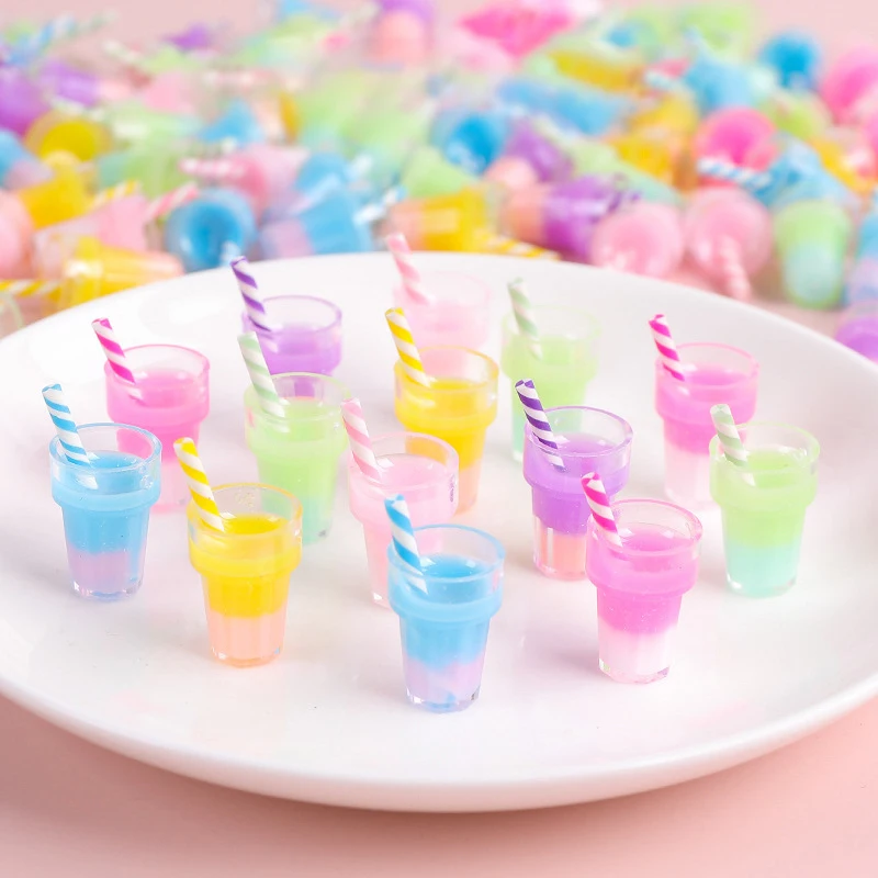 5pcs Dollhouse Ice Fruit Juice Drink DIY Miniature Items Mini Stuff Milk Tea Model Toys Dolls House Accessories