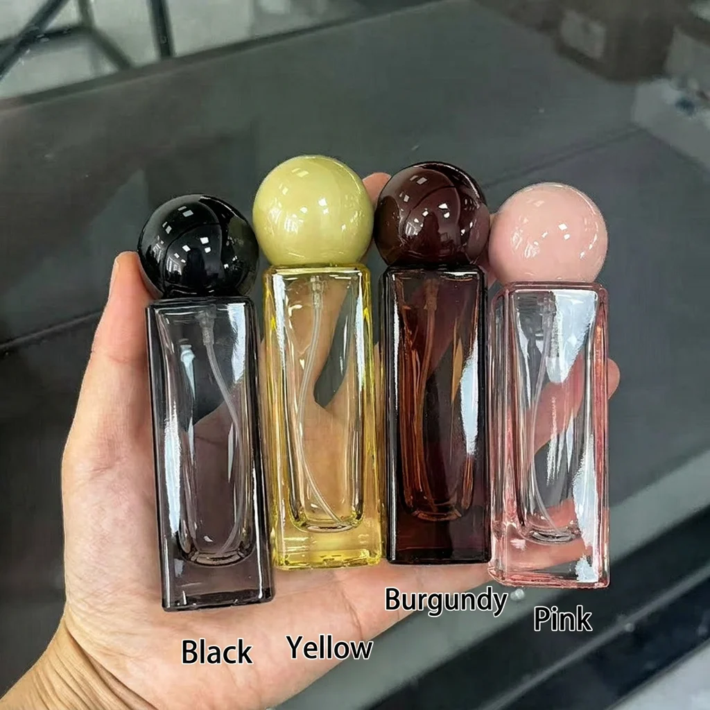 Botella de decantación de perfume, botella cilíndrica portátil recargable, botella de perfume de vidrio ámbar con bloqueo UV para viajes de negocios