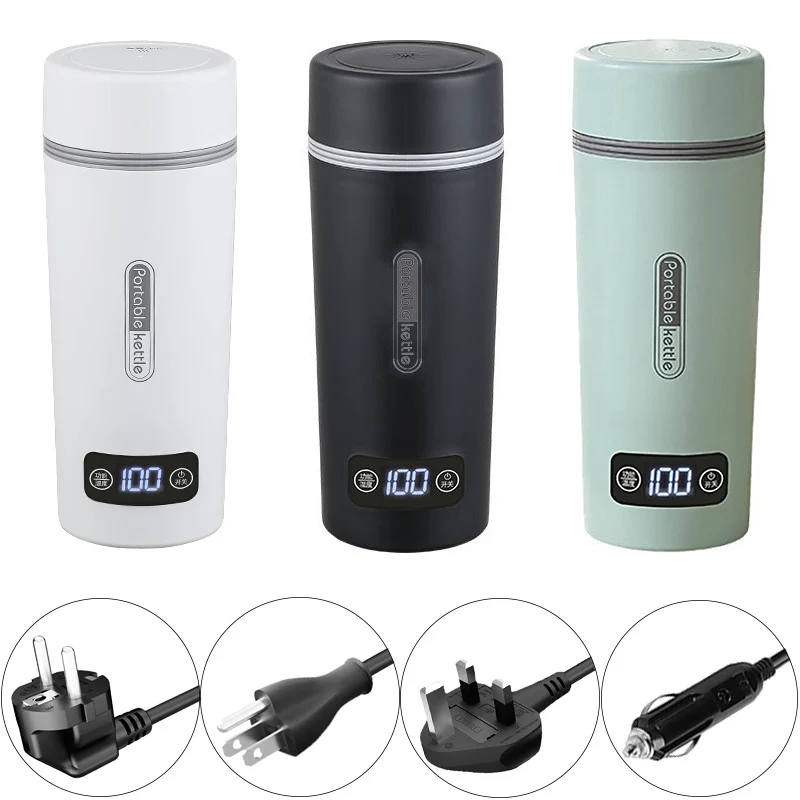 Intelligent LED Display 12V 220V 110V Electric Heating Bottle Boil Water Keep Warm Cup 350ml School Travel Picnic Thermostat
