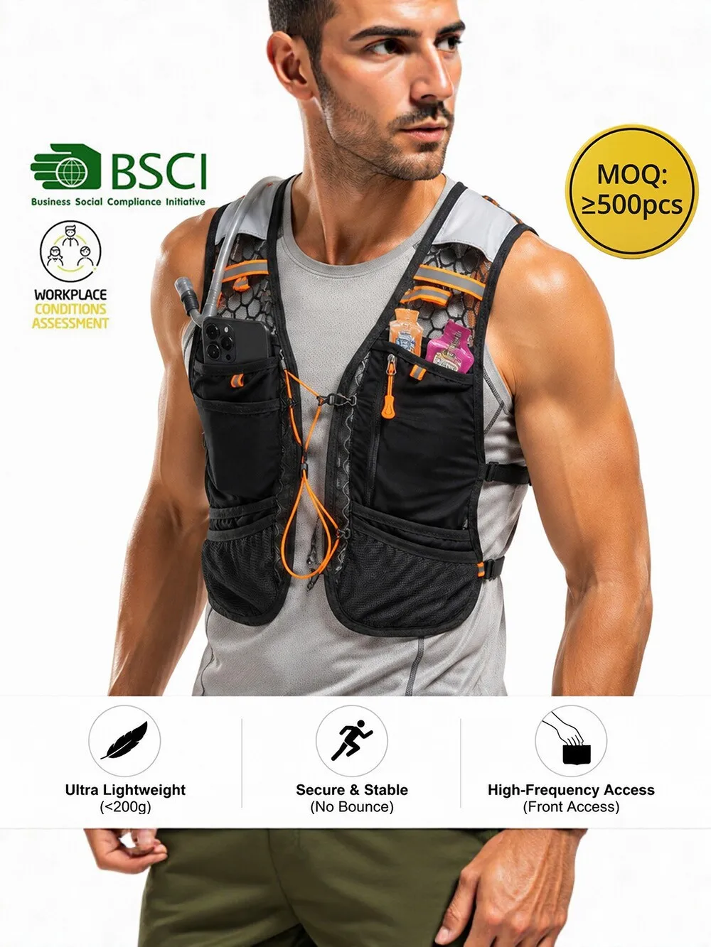 Sports outdoor vest backpack, breathable and water-repellent, cycling, cross-country running, marathon hiking backpack