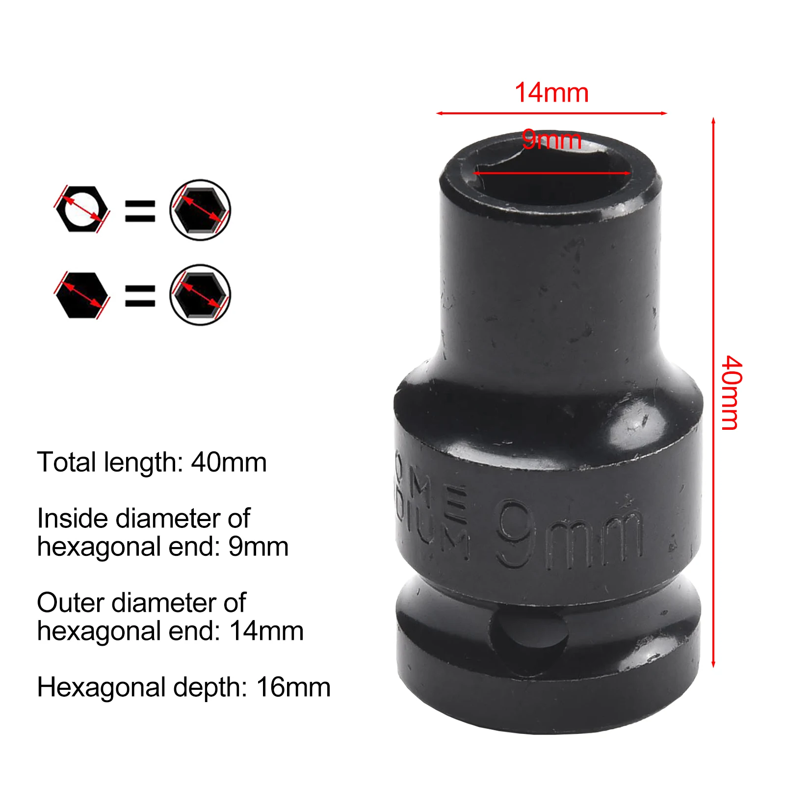1 2 Inch Adapter Wrench Socket Driver Hexagon Socket Latch Design Leather Ring Metal Material Clearly Marked Specifications
