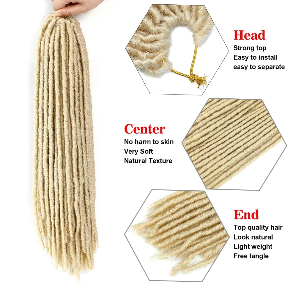 Soku-extensiones de rastas trenzadas para mujer Afro, trenzas sintéticas rubias, pelo liso de ganchillo, 613