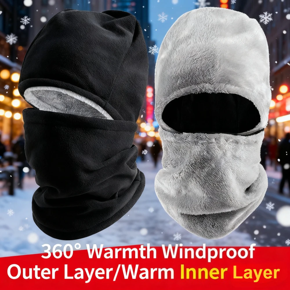 

Winter Cycling Helmet Face Mask Balaclava Ski Windproof Hiking Thermal Anti-Slip Fleece Multi-Functional Brushed Neck Cover