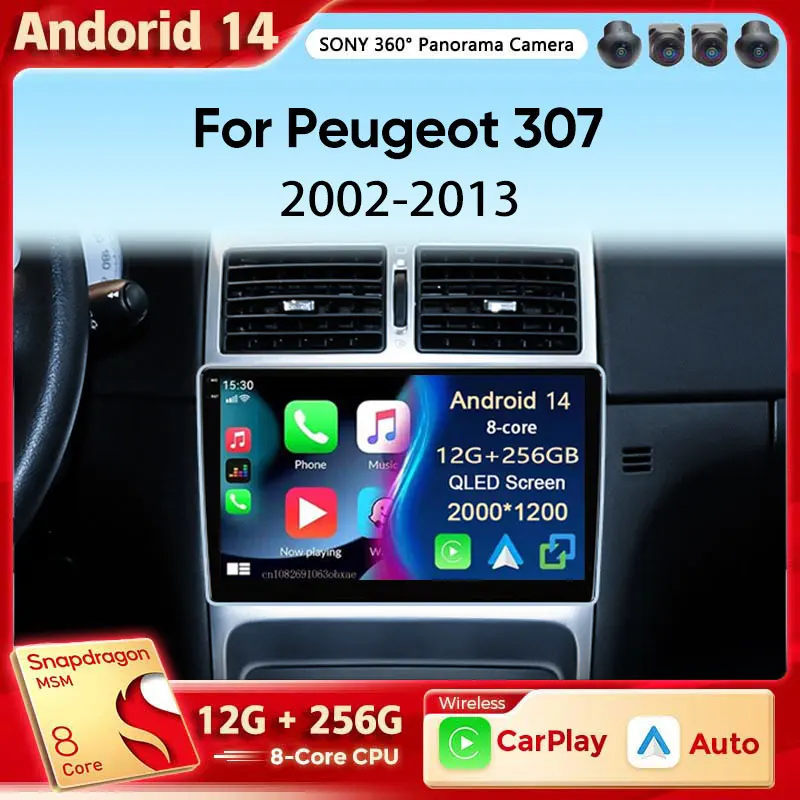 

Android 14 Wireless CarPlay Android Auto For Peugeot 307 307CC 307SW 2002-2013 Car Radio Car Intelligent Systems No 2 din DVD BT