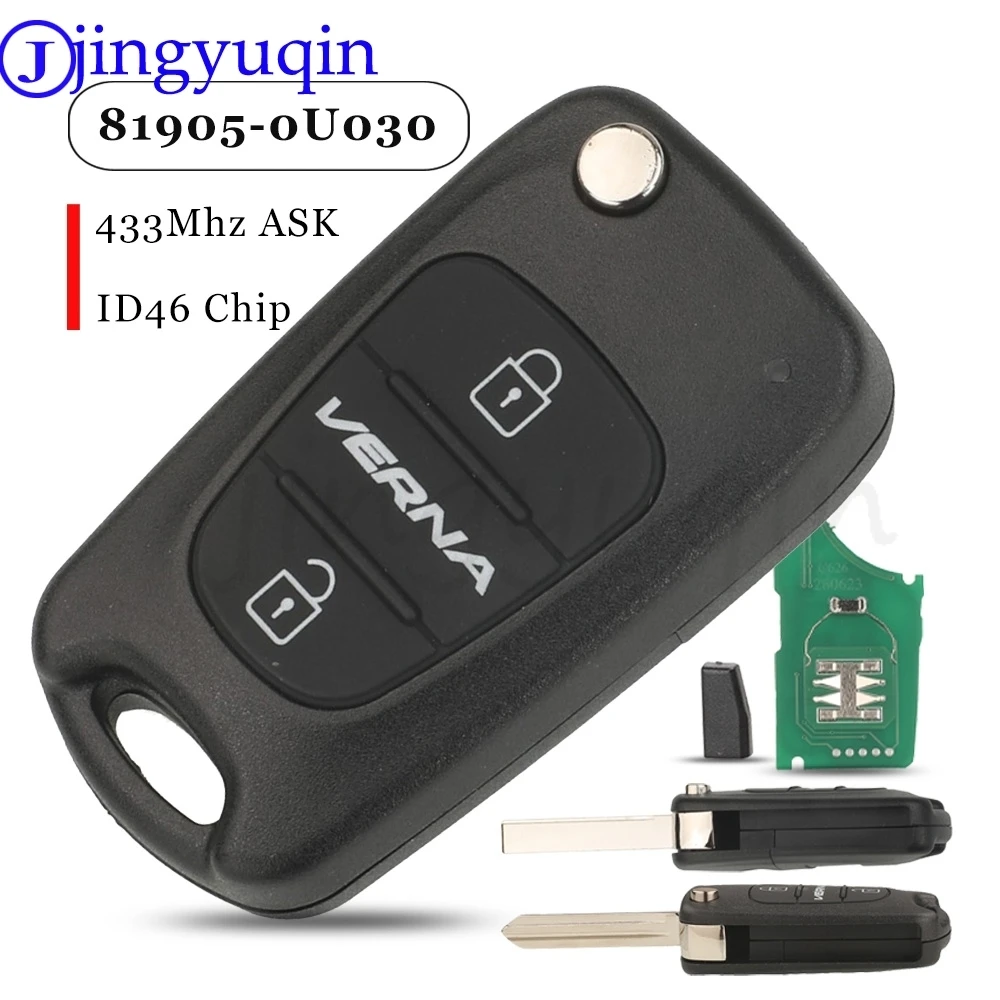 Jingyuqin 81905-0U030 2BNT Flip Car Remote Key 433MHZ ASK ID46 Chip For Hyundai VERNA 2010-2015 Reina IX35 Folding Fob Control