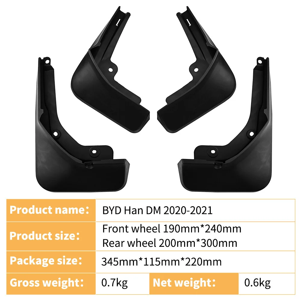 For 2020 BYD Han DM Soft Front & Rear Mud Flaps Mudguards Splash Guards Hot Selling Cross-border Auto Accessories