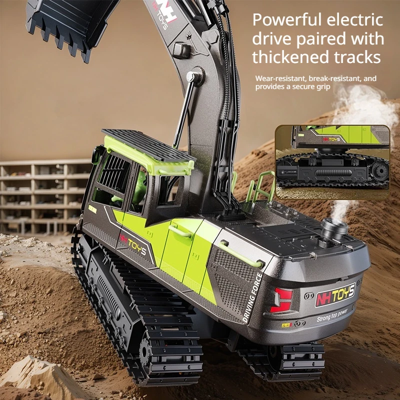 Nhtoys Remote Control Excavator 2 4g 14 Channel Alloy Spray Electric Drilling Digging Vehicle Toy