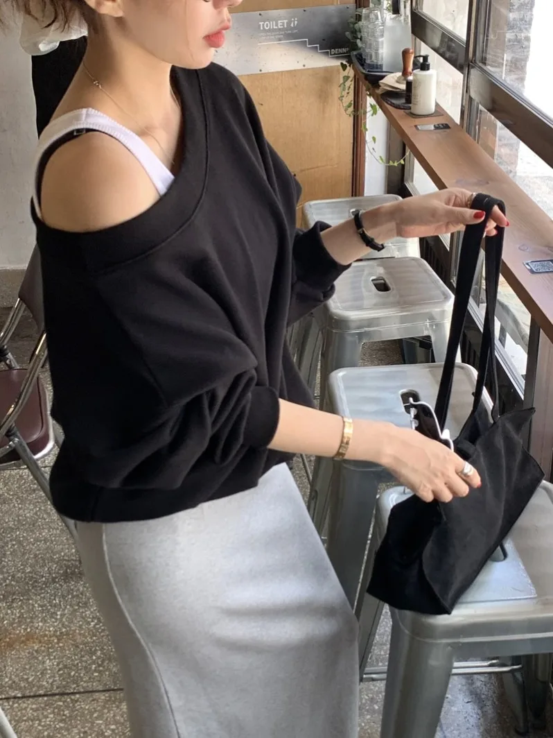 Haut à capuche long et ample pour femme, style décontracté et polyvalent, idéal pour le printemps, parfait pour les trajets quotidiens...